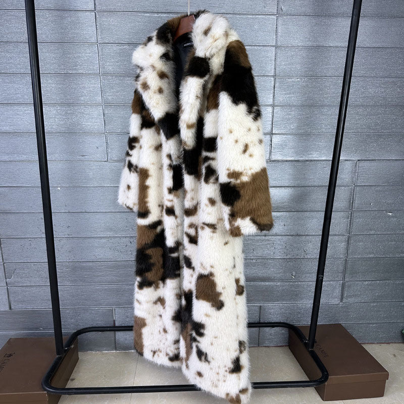 Cow Print Faux Fur Coat - By Prima DND