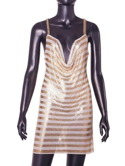 Metal Metallic-Rhinestone Dress