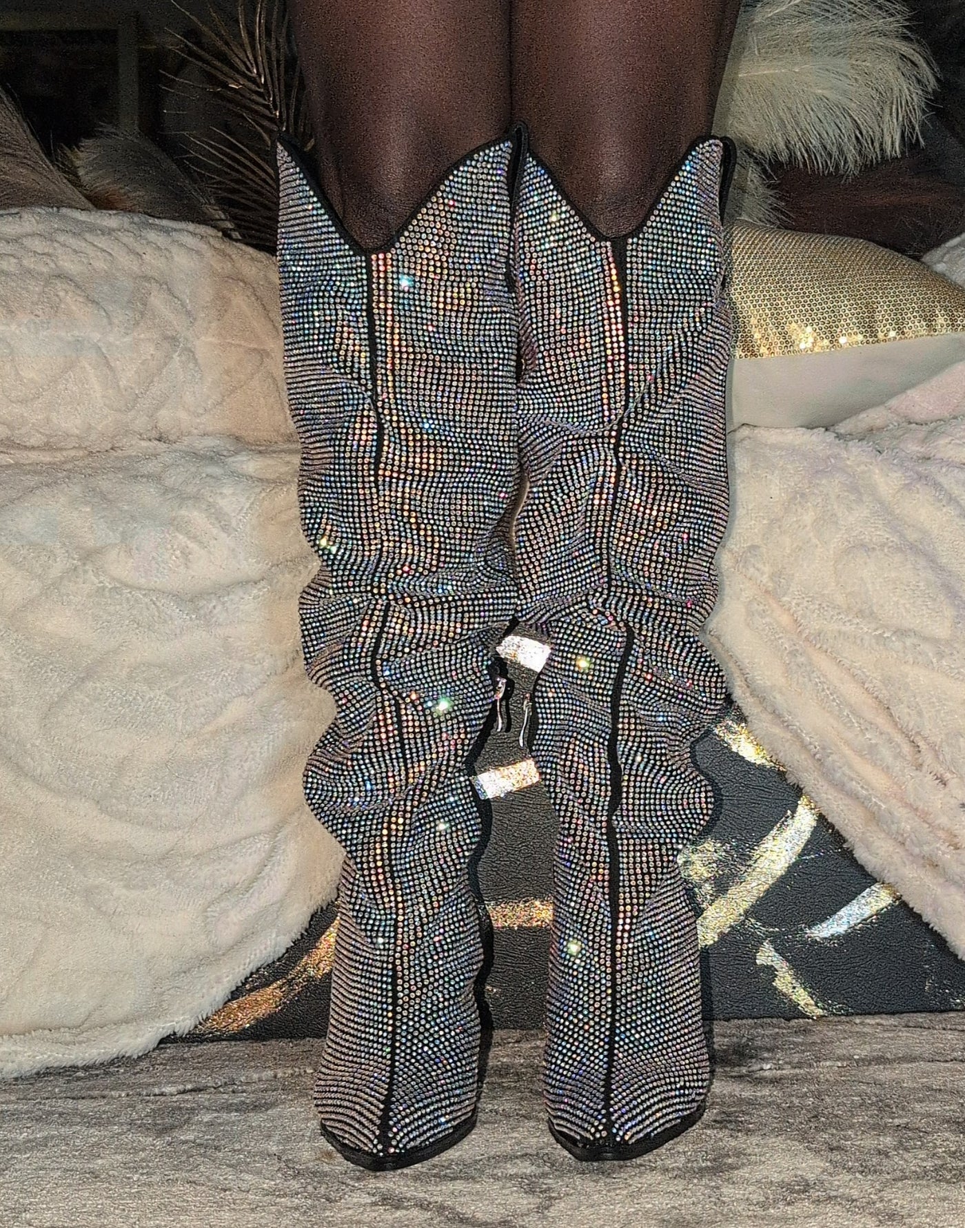 Cowboy Rhinestone Calf Boots- Prima Dons and Donnas