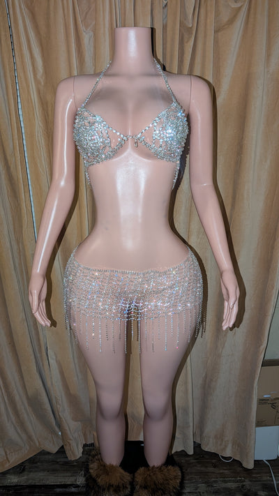 Rhinestone Circle Bra Skirt Set (Ready to Ship)- Prima Dons and Donnas