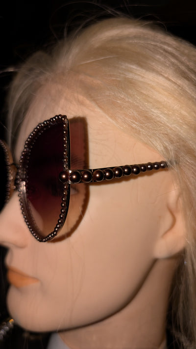 Pearl Custom Frame Rhinestone Sun Glasses