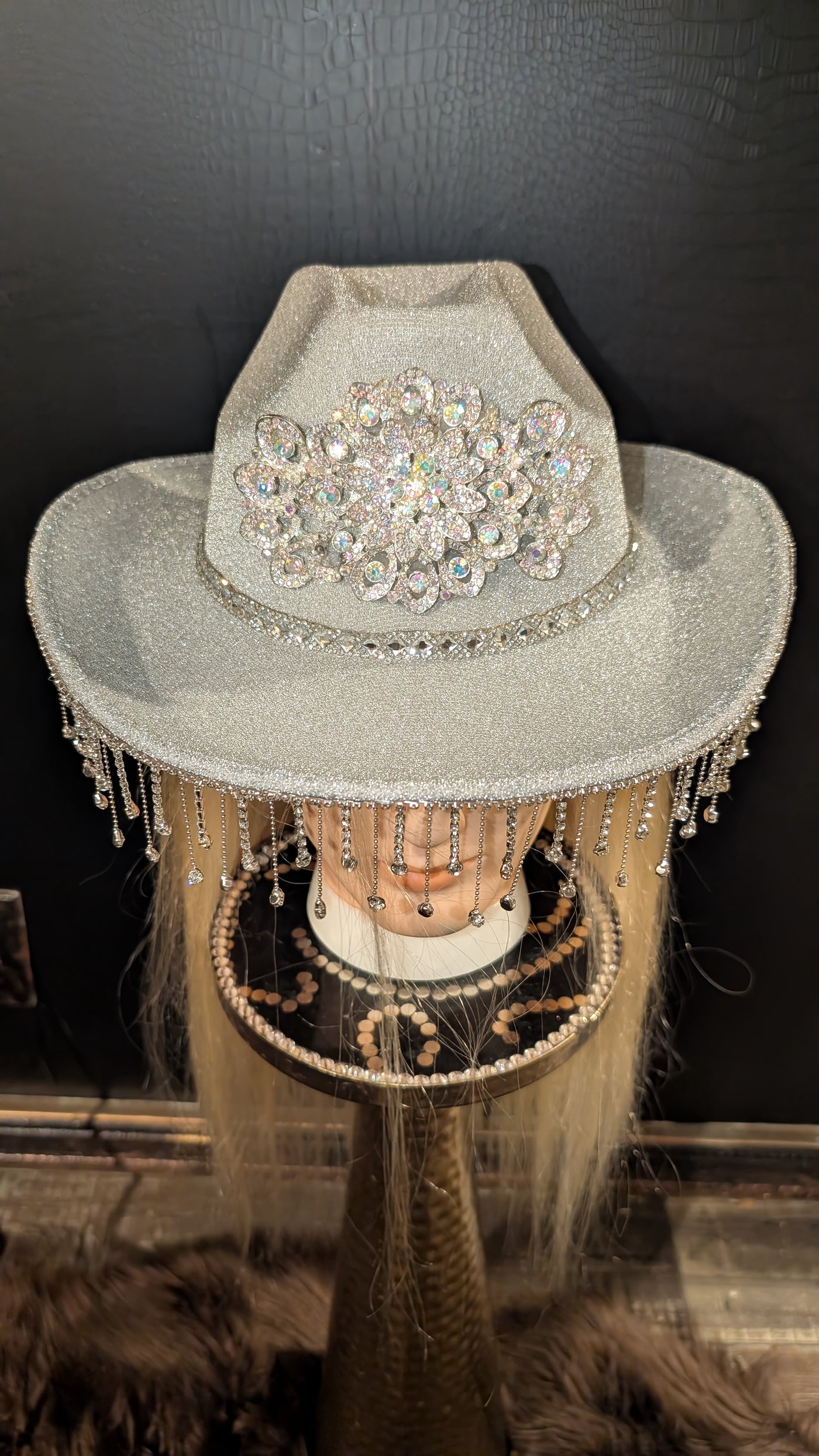 Custom Fringe Rhinestone Western Cowboy Hat (Ready to Ship) 5