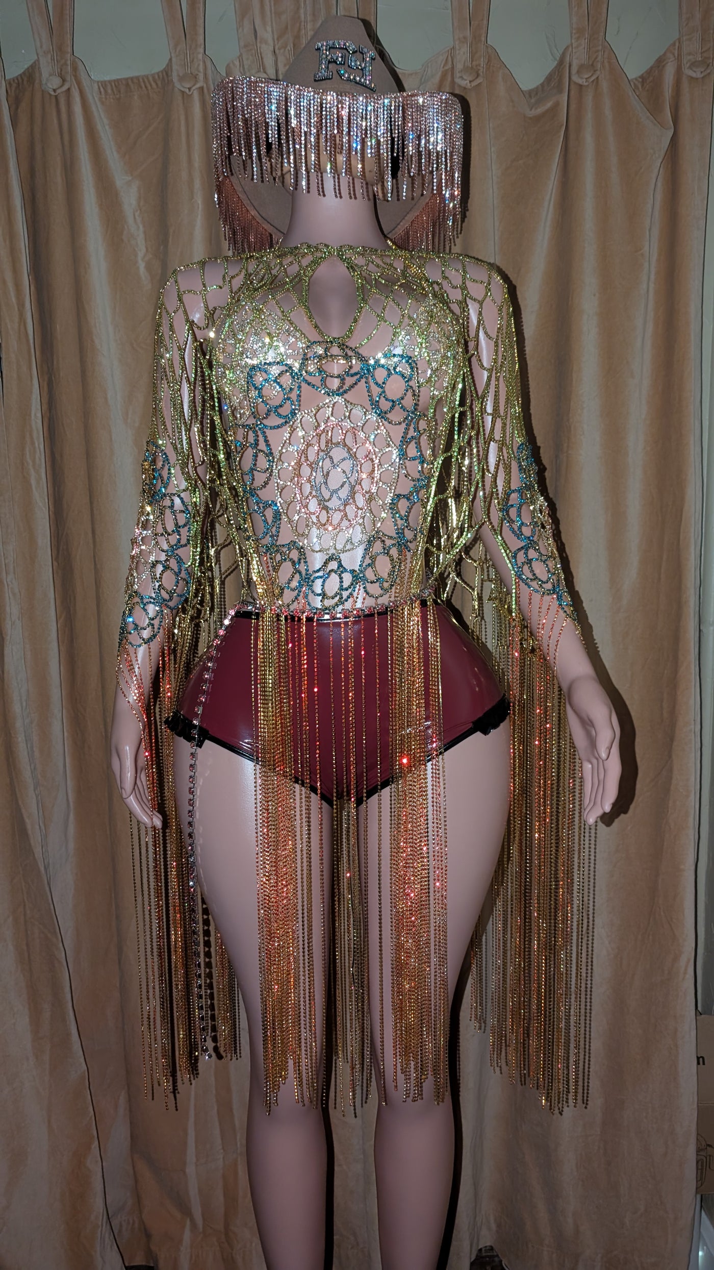 Crystal stones Tassels Dress