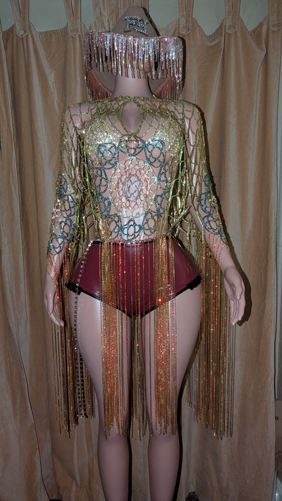 Crystal stones Tassels Dress