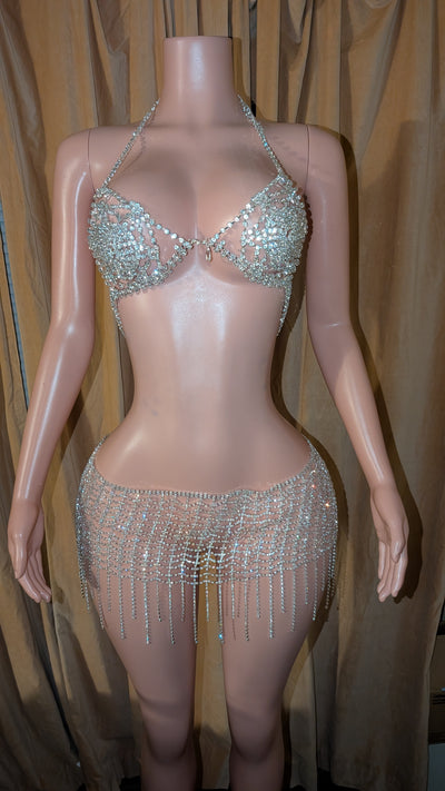 Rhinestone Circle Bra Skirt Set (Ready to Ship)- Prima Dons and Donnas