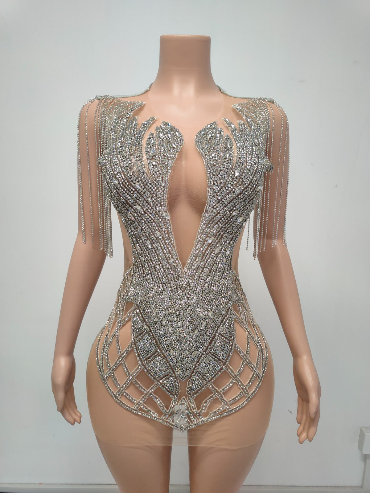 Rhinestone Crystals Mini Dress 2