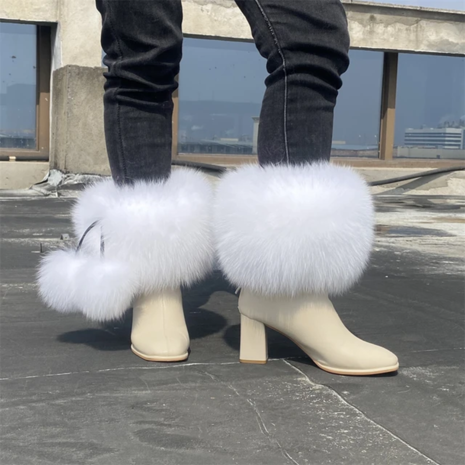 Natural Fur Leg Warmers - Cozy Winter Boot Covers | Luxury Plush Accessories