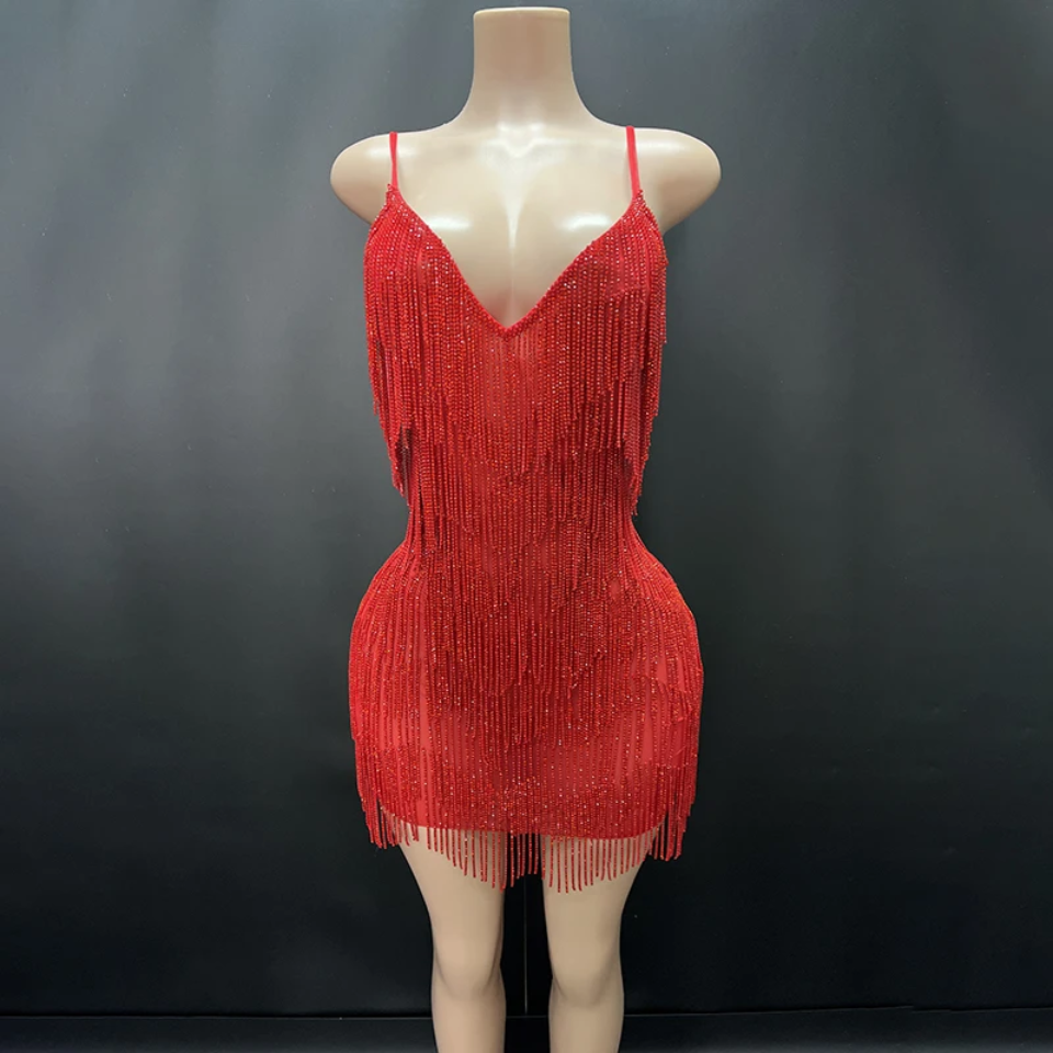 Rhinestone Fringes Chains Dress (Ready to Ship)