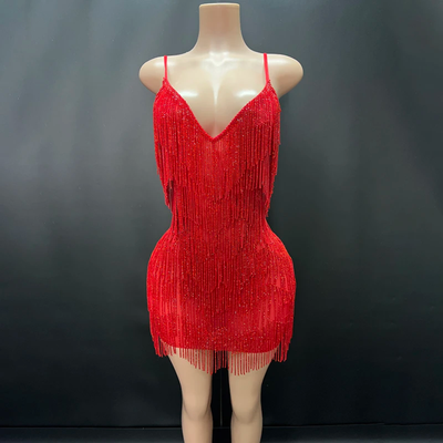Rhinestone Fringes Chains Dress (Ready to Ship)