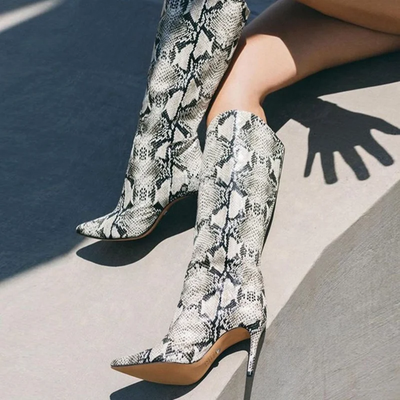 Faux Snake Thigh Boots 2