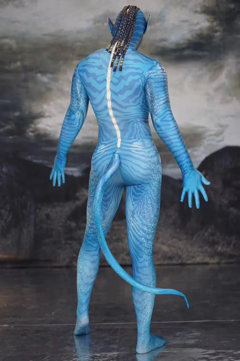Aviator Costume – Men's & Women's Blue Mesh Outfit With Hand-Painted Details-(Ready to Ship)
