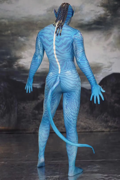 Aviator Costume – Men's & Women's Blue Mesh Outfit With Hand-Painted Details-(Ready to Ship)