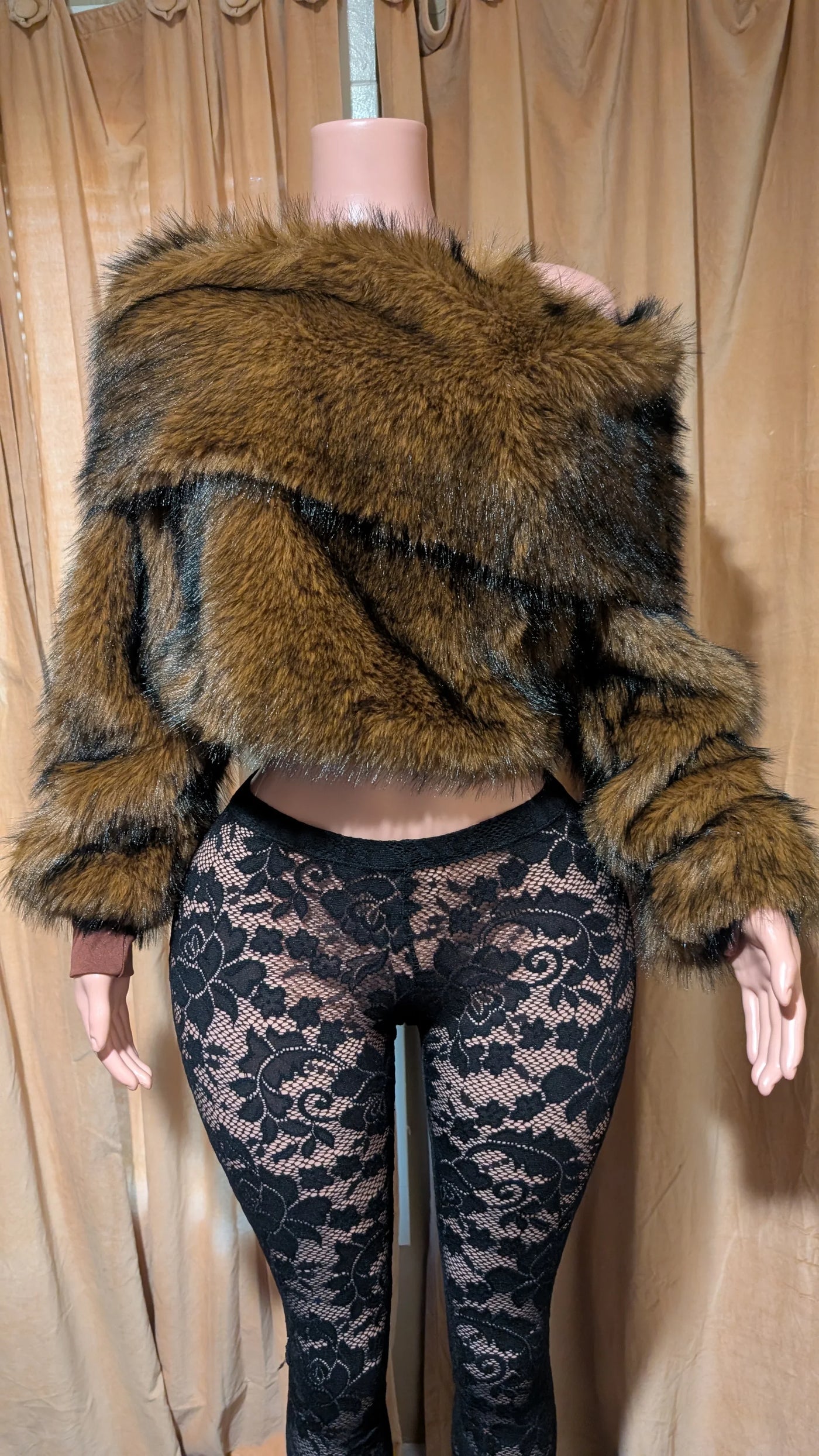 Faux Fur Off Shoulder Long Sleeve Top- Prima Dons and Donnas