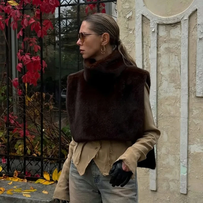 A turtle Neco Faux Fur Long Top- Prima Dons and Donnas