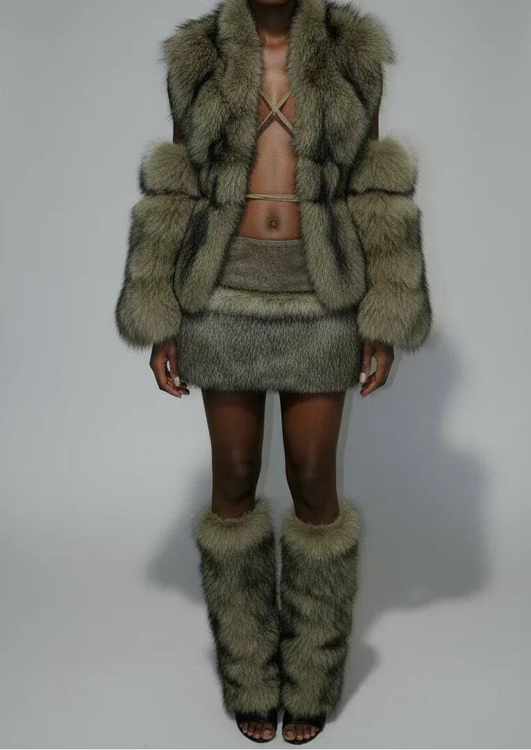 Faux Fur Halter Top- Prima Dons and Donnas