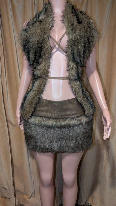 Faux Fur Halter Top- Prima Dons and Donnas