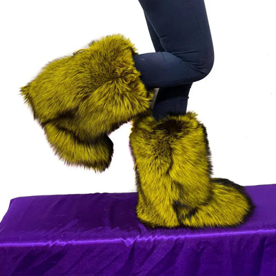 Fox Fur Boots – Winter Flat Boots