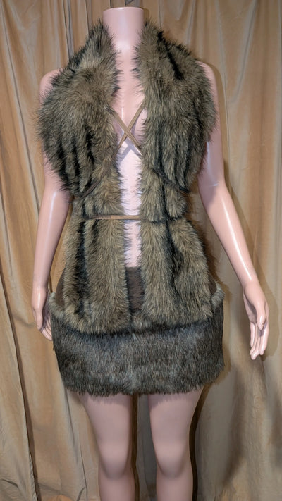 Faux Fur Halter Top- Prima Dons and Donnas
