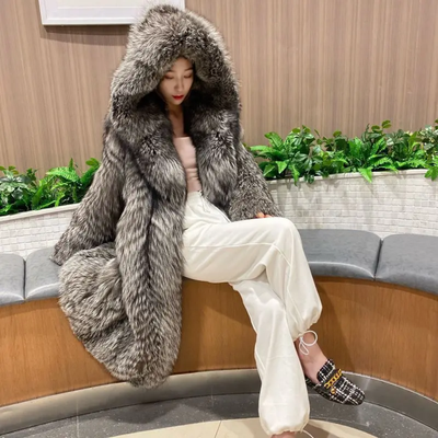 Luxury Hooded Faux Fur Jacket