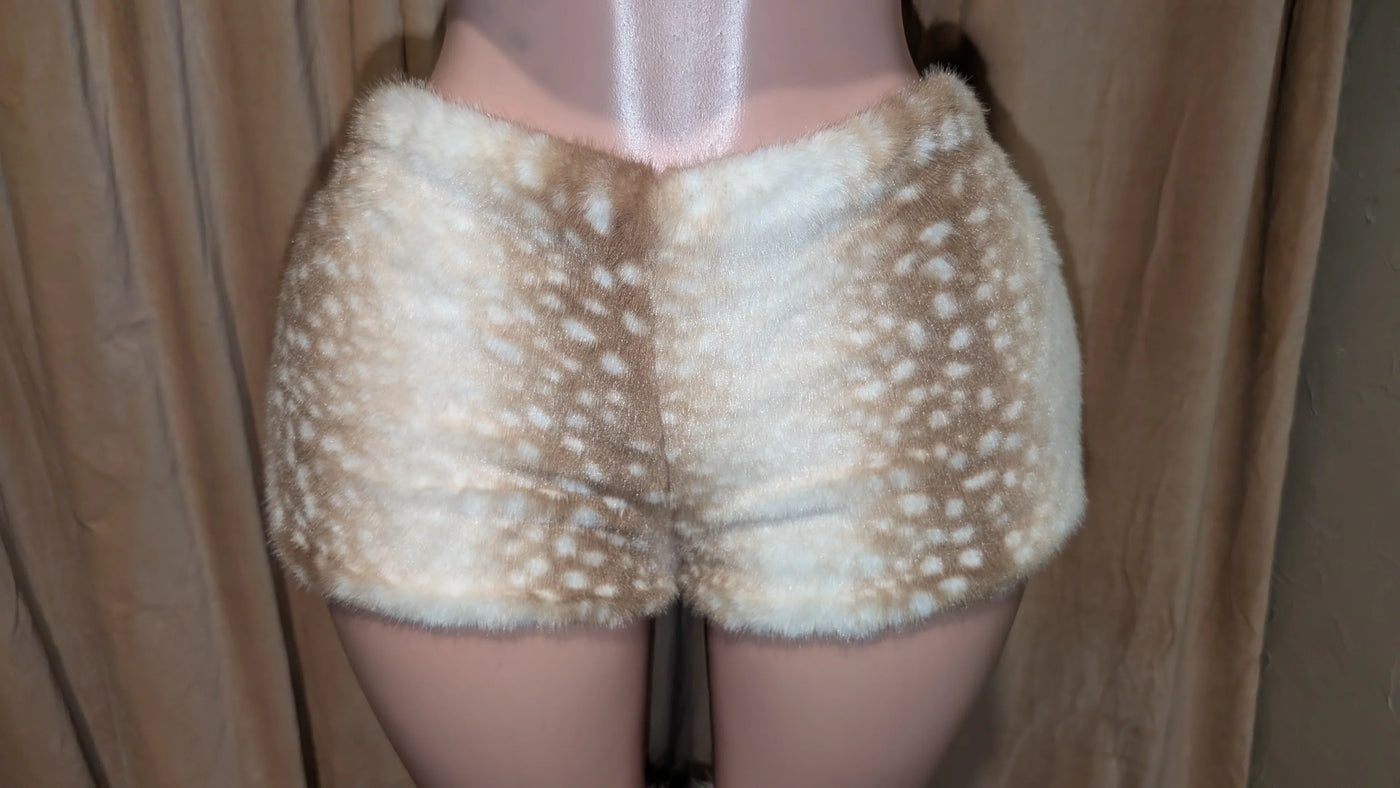 Deer Print Faux Fur Winter Mini Skorts- By Prima DND