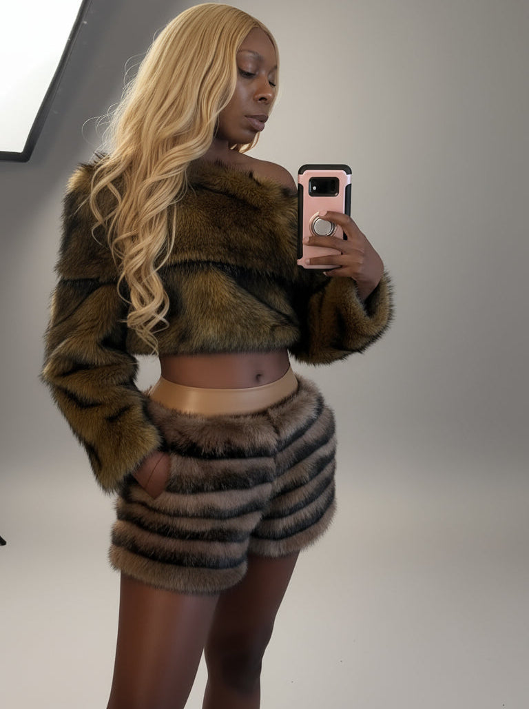 Faux Fur Winter Shorts (Ready to Ship)- By Prima DND