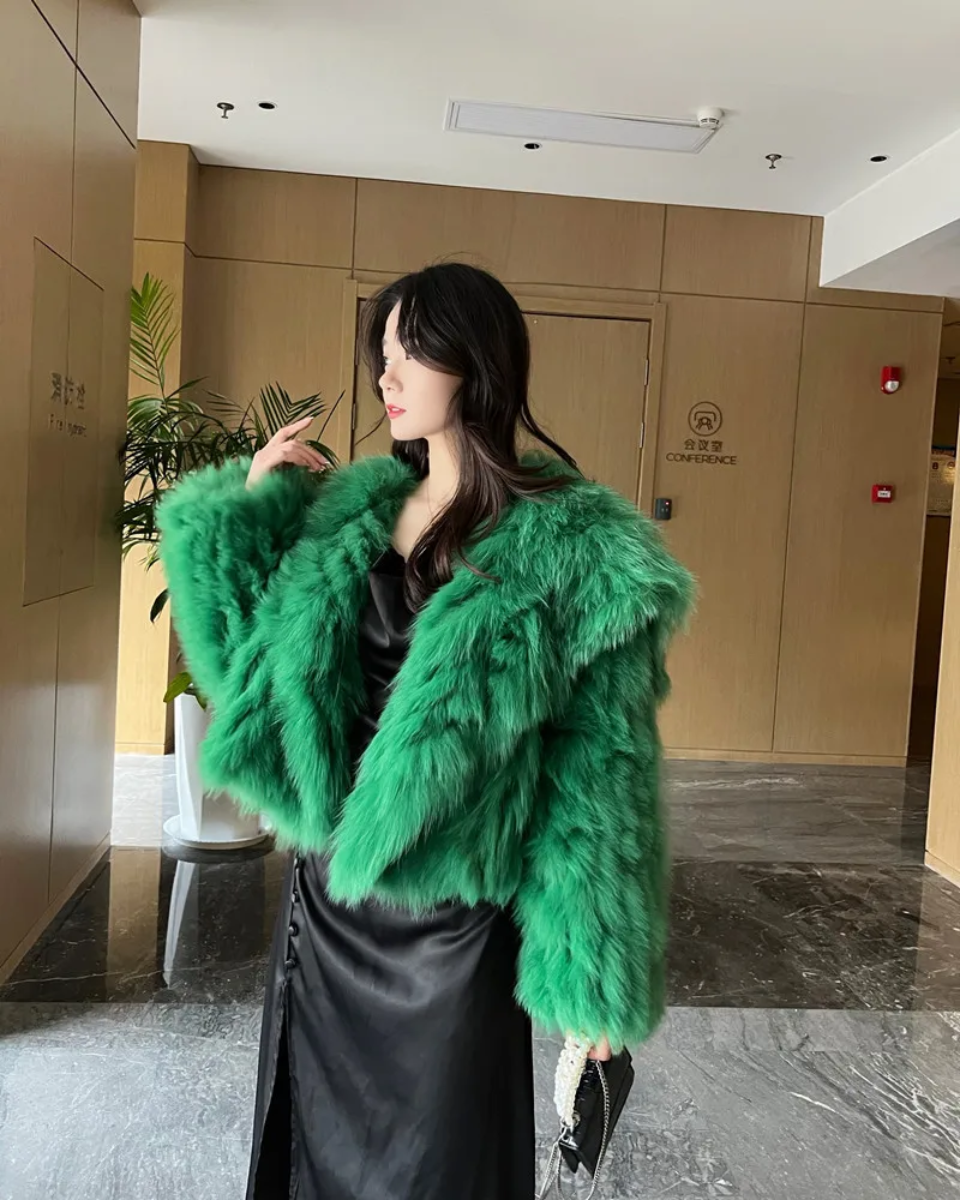 Cropped Faux Fur Mink Jacket