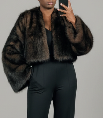 Cropped Faux Big Sleeve Fur Mink Coat Jacket- By Prima DND