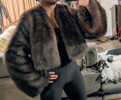 Cropped Faux Big Sleeve Fur Mink Coat Jacket- By Prima DND