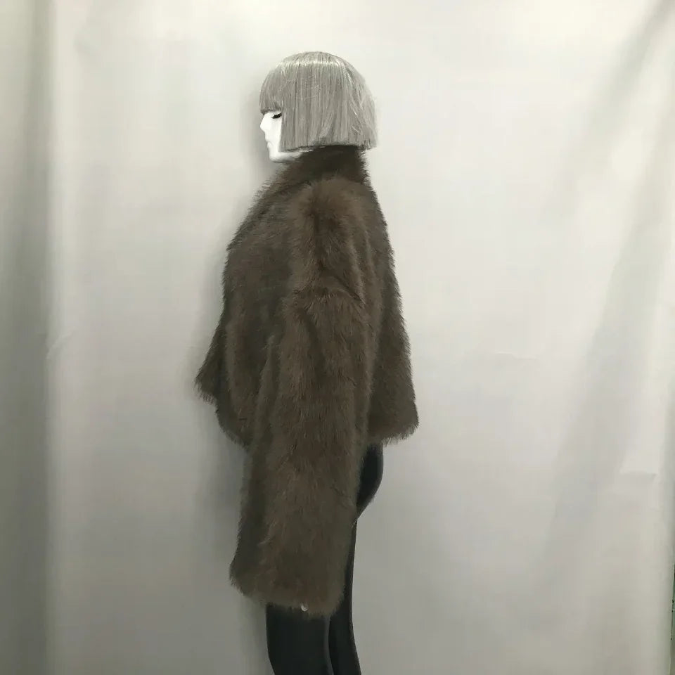 Cropped Faux Big Sleeve Fur Coat Jacket- By Prima DND