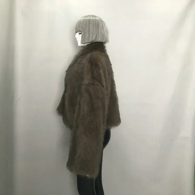 Cropped Faux Big Sleeve Fur Coat Jacket- By Prima DND