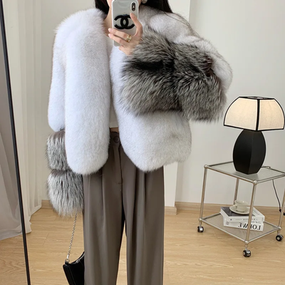 Luxury Cropped Faux Big Cuf Fur Jacket