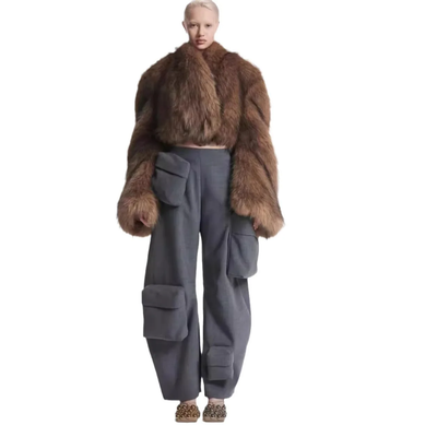 Cropped Faux Big Sleeve Fur Jacket- Prima Dons and Donnas