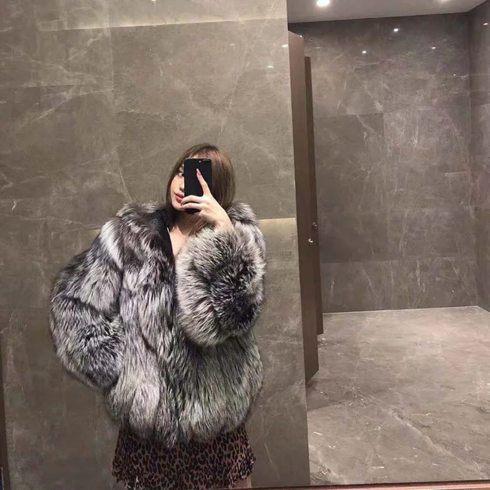 Luxury Hip Length Faux Fur Jacket