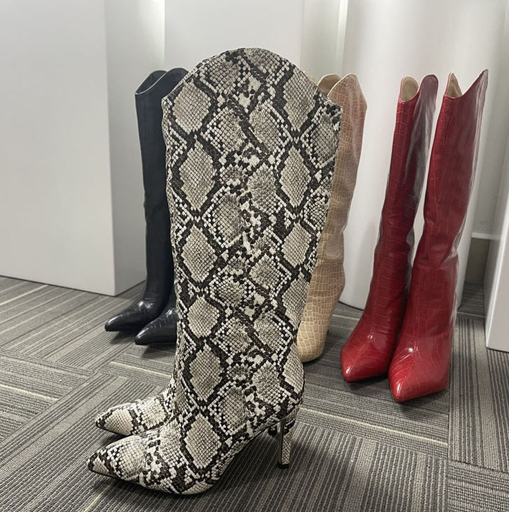 Faux Snake Thigh Boots 2
