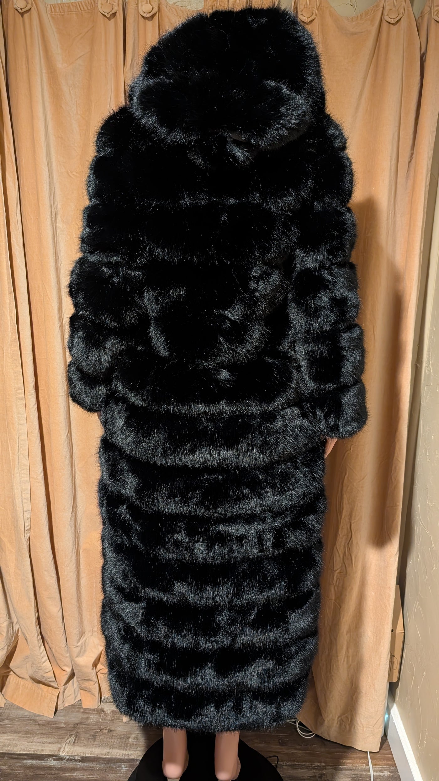 Mink Look Long Fluffy Faux Fur Jacket