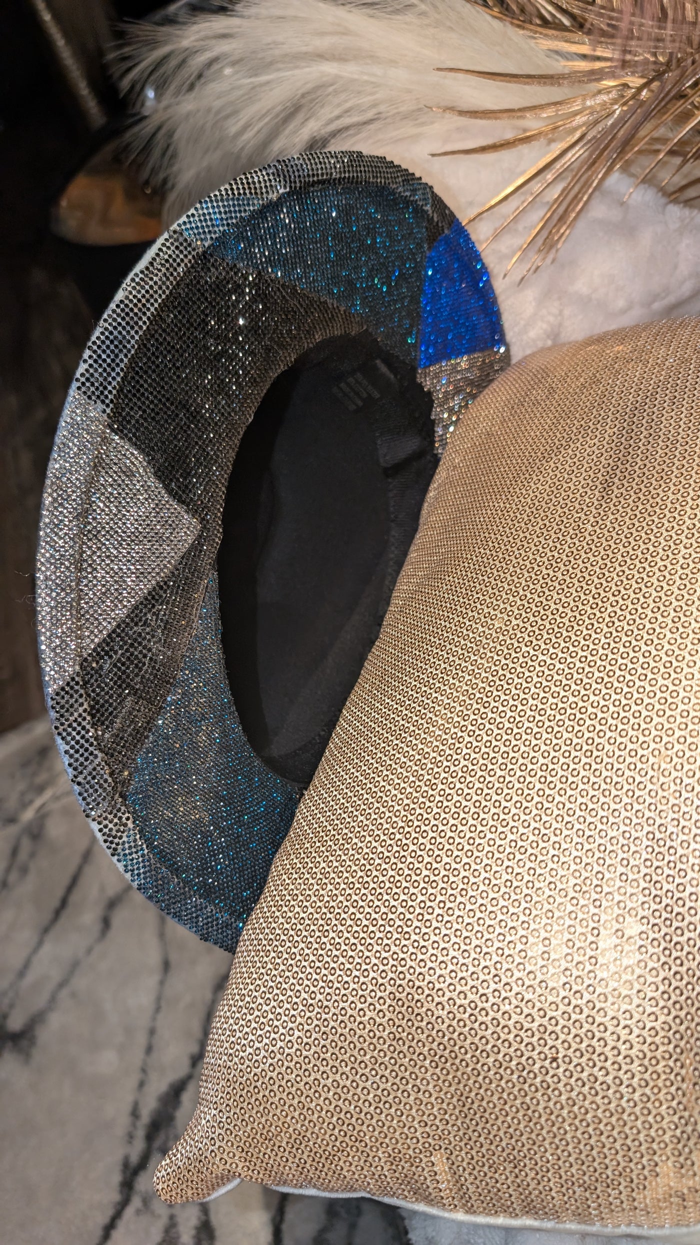 Custom Denim Print Rhinestone Western Cowboy Hat 3(Ready to Ship)