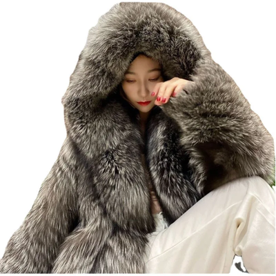 Luxury Hooded Faux Fur Jacket