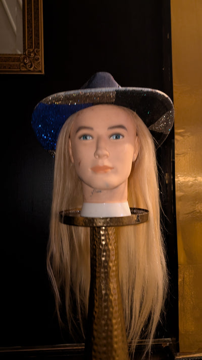 Custom Denim Print Rhinestone Western Cowboy Hat 3(Ready to Ship)