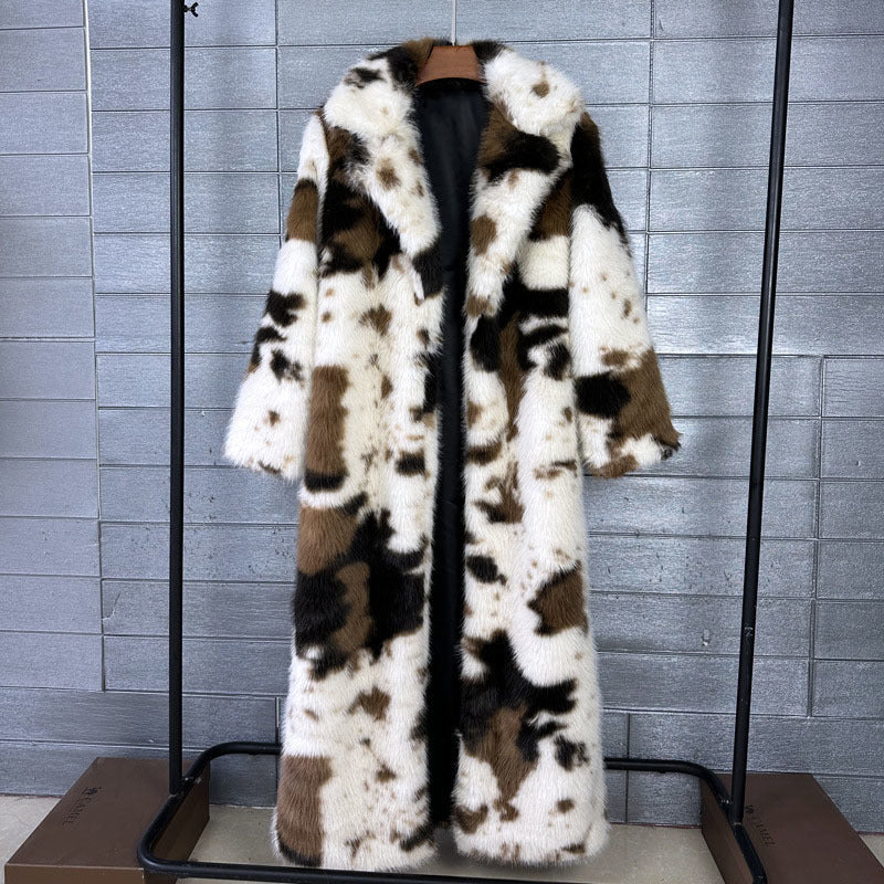 Cow Print Faux Fur Coat - By Prima DND