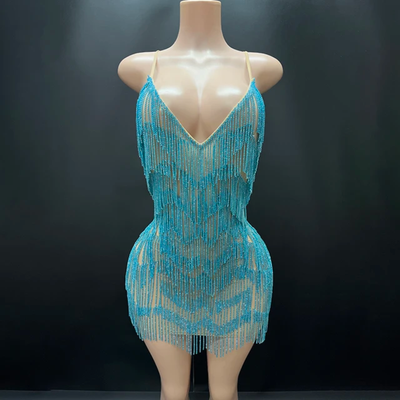 Rhinestone Fringes Chains Dress (Ready to Ship)