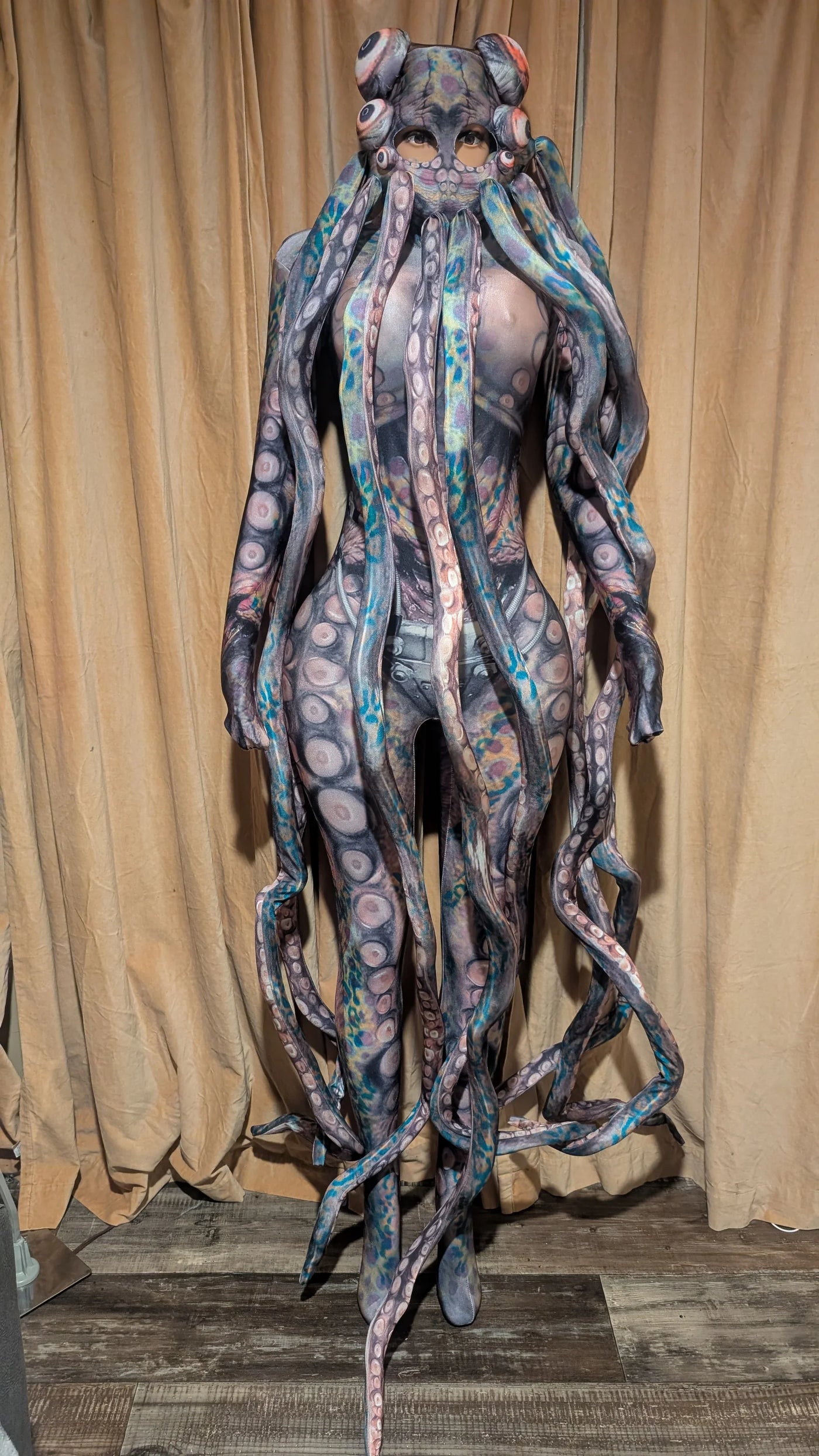 Octopus Monster Costume – Realistic Mask, Flowing Tentacles | Halloween Party Wear-(Ready to Ship)