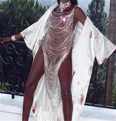 Maxi Rhinestones Plunge Strings Dress (Ready to Ship)