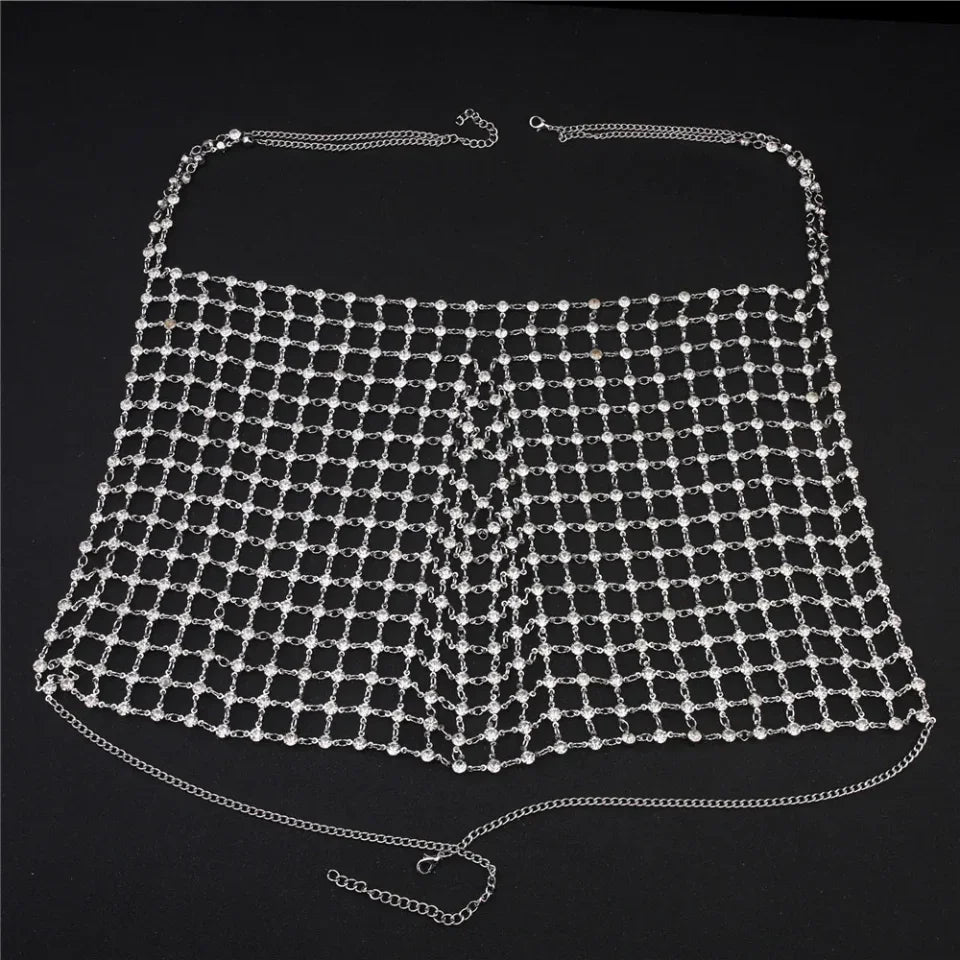 Rhinestone Chain Drape Halter Top (Ready to Ship)- Prima Dons and Donnas