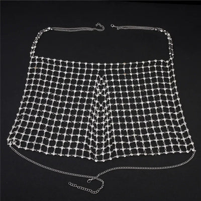 Rhinestone Chain Drape Halter Top (Ready to Ship)- Prima Dons and Donnas