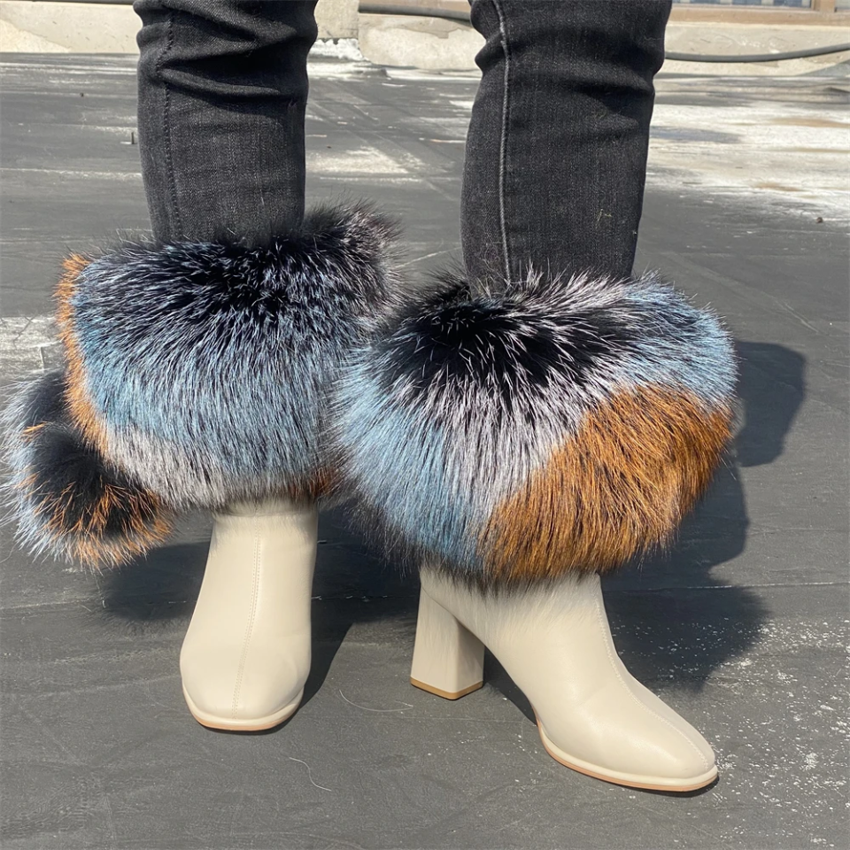Natural Fur Leg Warmers - Cozy Winter Boot Covers | Luxury Plush Accessories