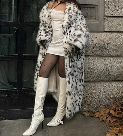 Dalmatian Faux Long Fur Jacket