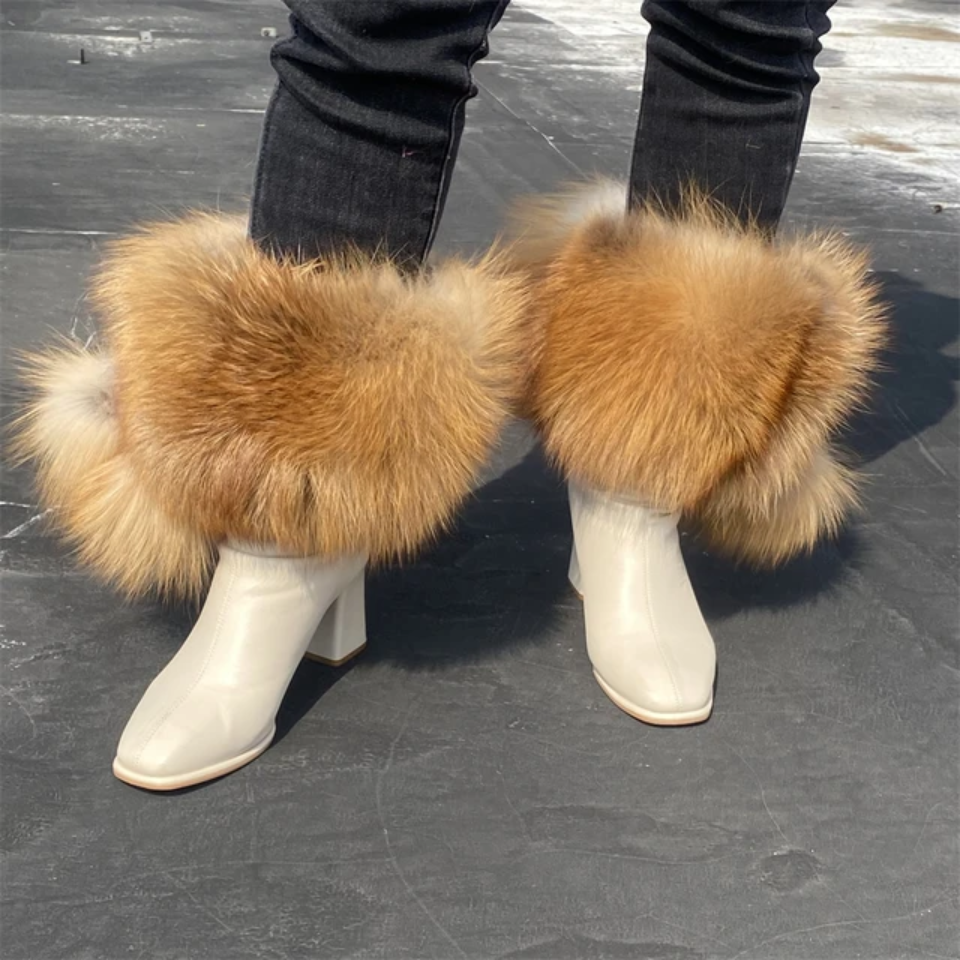 Natural Fur Leg Warmers - Cozy Winter Boot Covers | Luxury Plush Accessories