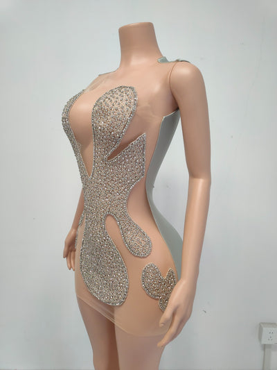 Rhinestone Crystals Mini Dress 3