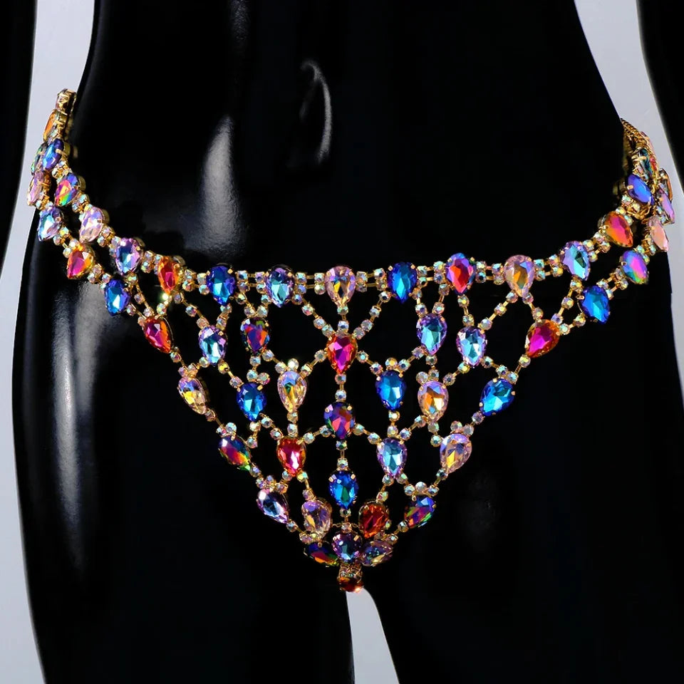 Rhinestone Multi Color Stones Bra Set (Ready to Ship)- Prima Dons and Donnas