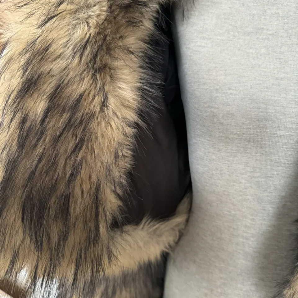 Luxury Cropped Faux Big Sleeve Fur Jacket